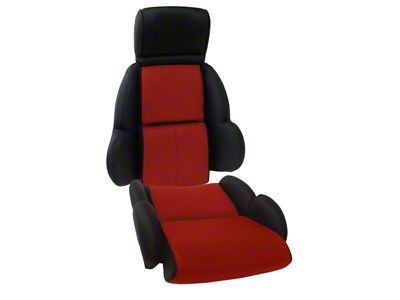OE Spec Standard Two-Tone Leather Seat Upholstery; Black/Red (89-92 Corvette C4)