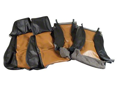 OE Spec Standard Two-Tone Leather Seat Upholstery; Black/Saddle (1988 Corvette C4)