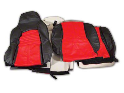 CA OE Spec Standard Two-Tone Leather Seat Upholstery; Black/Torch Red (94-96 Corvette C4)