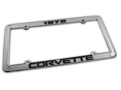 1972 Corvette License Plate Frame; Chrome (Universal; Some Adaptation May Be Required)