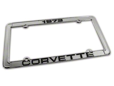 1973 Corvette License Plate Frame; Chrome (Universal; Some Adaptation May Be Required)