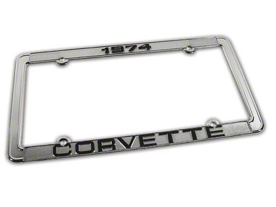 1974 Corvette License Plate Frame; Chrome (Universal; Some Adaptation May Be Required)