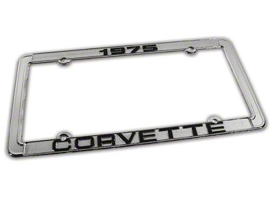 1975 Corvette License Plate Frame; Chrome (Universal; Some Adaptation May Be Required)