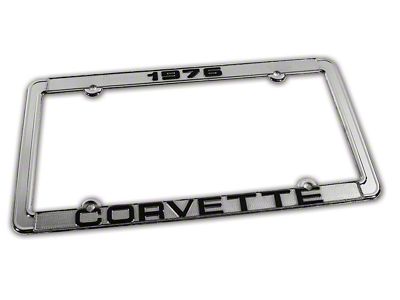 1976 Corvette License Plate Frame; Chrome (Universal; Some Adaptation May Be Required)
