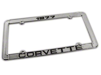 1977 Corvette License Plate Frame; Chrome (Universal; Some Adaptation May Be Required)