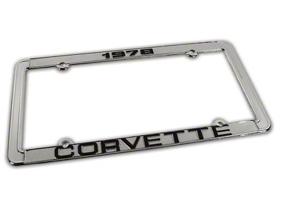 1978 Corvette License Plate Frame; Chrome (Universal; Some Adaptation May Be Required)
