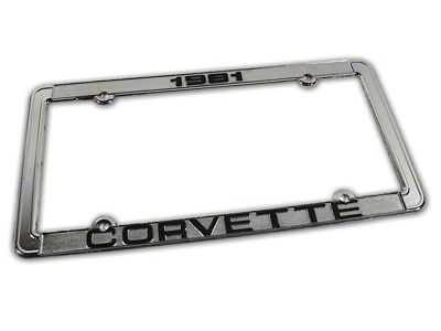 1981 Corvette License Plate Frame; Chrome (Universal; Some Adaptation May Be Required)