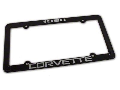 1990 Corvette License Plate Frame; Black (Universal; Some Adaptation May Be Required)