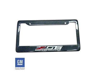 License Plate Frame with Z06 Logo; Carbon Fiber (Universal; Some Adaptation May Be Required)
