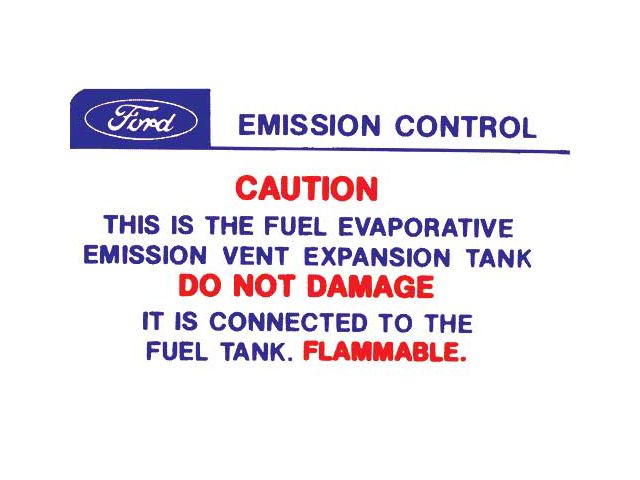 California Emission Expansion Tank Caution Decal - Falcon