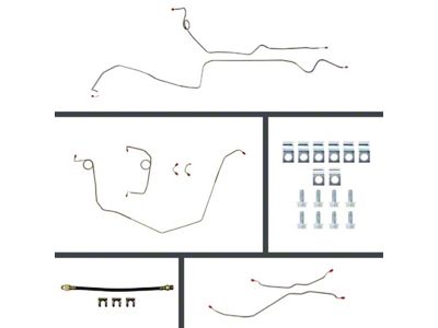The Right Stuff Detailing Pre-Bent 4-Wheel Disc Conversion Brake Line Kit; Stainless Steel (1969 Camaro w/ Power Brakes)
