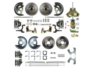 Camaro 4-Wheel Power Disc Brake Conversion Kit With 11 Factory Style Booster, Non-Staggered Rear Shocks, 1967-1969