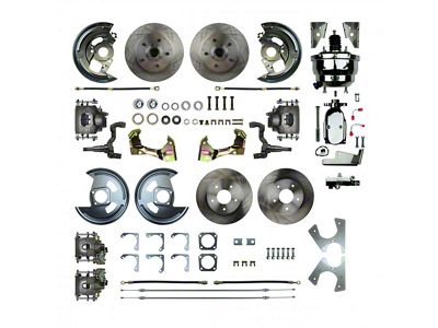 Camaro 4-Wheel Power Disc Brake Conversion Kit With 8 Chrome Booster, Non-Staggered Rear Shocks, 1967-1969
