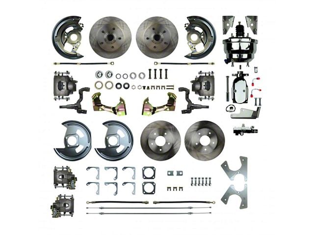 Camaro 4-Wheel Power Disc Brake Conversion Kit With 8 Chrome Booster, Staggered Rear Shocks, 1967-1969