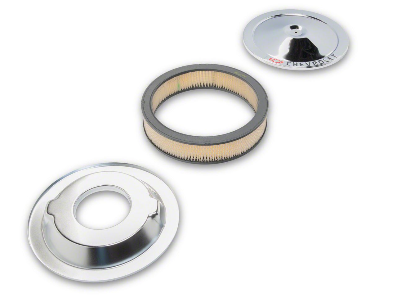 Ecklers Air Cleaner, 14, Chrome, With Chevrolet Script & Bowtie