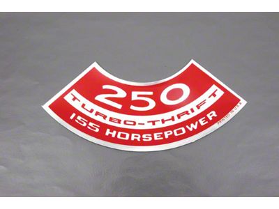 Camaro Air Cleaner Decal, 250 Turbo-Thrift 155 Horsepower, 1967-1969
