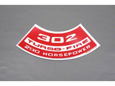 Camaro Air Cleaner Decal, 302 Turbo-Fire 290 Horsepower, 1967-1969 (Z/28 Coupe)