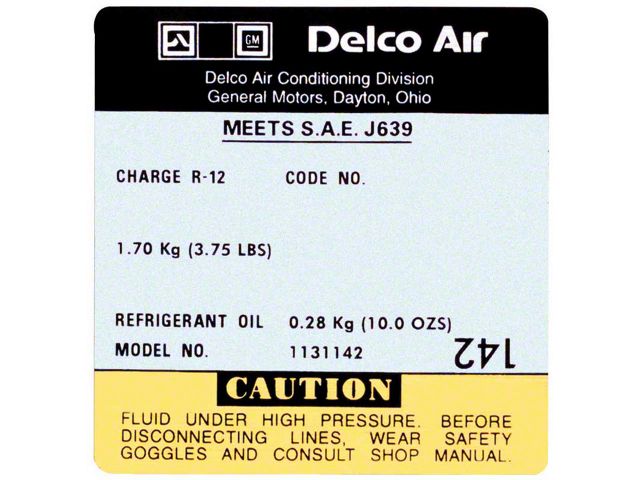 Camaro Air Conditioning Compressor Decal, Delco, 1979