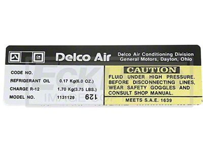 Camaro Air Conditioning Compressor Decal, Delco Compressor, 1977-1978