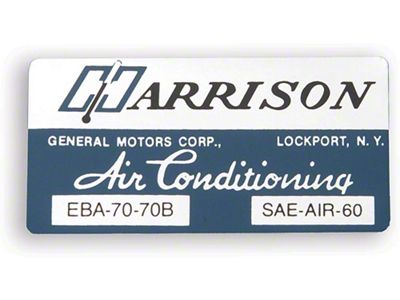 Camaro Air Conditioning Evaporator Box Decal, Harrison, 1973