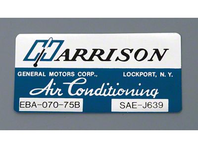 Camaro Air Conditioning Evaporator Box Decal, Harrison, 1975