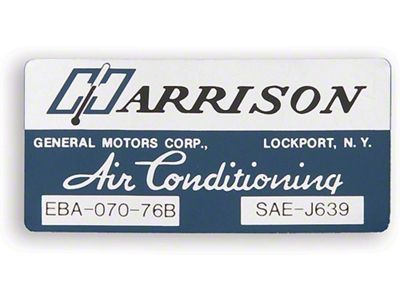 Camaro Air Conditioning Evaporator Box Decal, Harrison, 1976