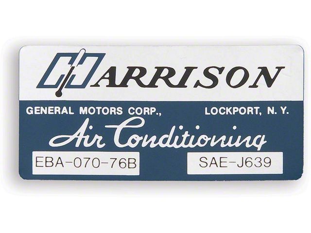 Camaro Air Conditioning Evaporator Box Decal, Harrison, 1976