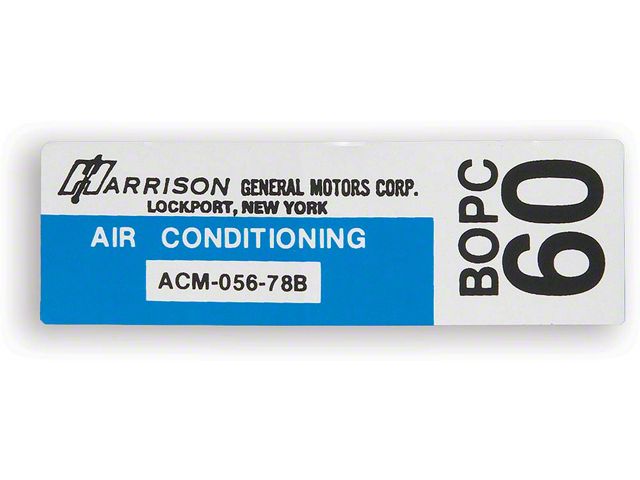 Camaro Air Conditioning Evaporator Box Decal, Harrison, 1978