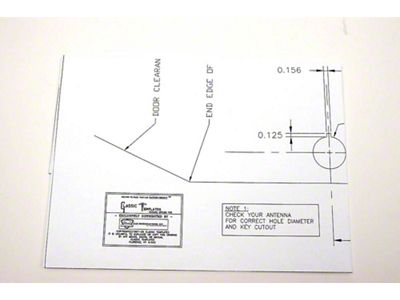 Camaro Antenna Template, Front Fender, 1967-1968