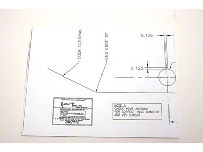 Camaro Antenna Template, Front Fender, 1967-1968