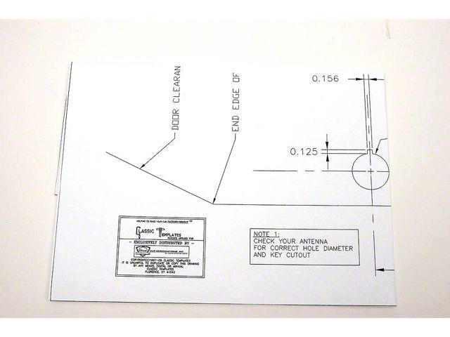 Camaro Antenna Template, Front Fender, 1967-1968