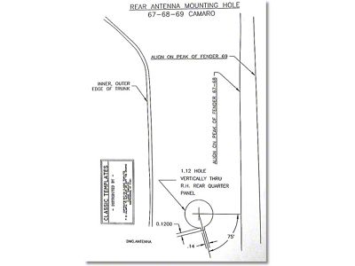 Camaro Antenna Template, Rear Quarter Panel, 1967-1969