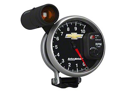 Auto Meter Chevy Gold Bowtie Series 5-Inch Pedestal Tachometer with Shift Light; 0-10000 RPM