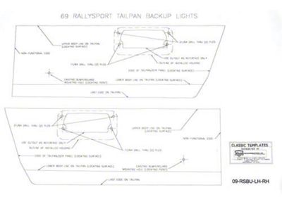 Camaro Back-Up Light Template Set, Rally Sport RS , 1969