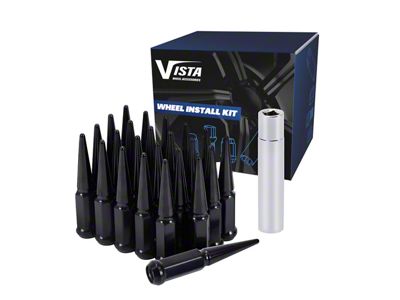 Black Spike Lug Nuts; M12x1.5; Set of 24 (82-92 Camaro)
