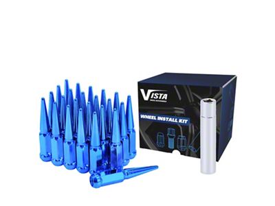 Blue Spike Lug Nuts; M12x1.5; Set of 24 (82-92 Camaro)