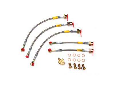 Camaro Braided Disc Brake Hose Kit, Stainless Steel, Goodridge, With Rear Disc Except 1LE, 1985-1988