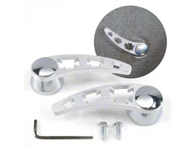 Brushed Billet Aluminum Interior Door Handle Levers; Cross Design (Universal; Some Adaptation May Be Required)
