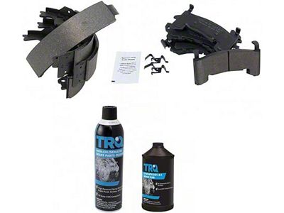 Ceramic Brake Pads with Brake Fluid and Cleaner; Front and Rear (82-92 Camaro w/o Performance Package)