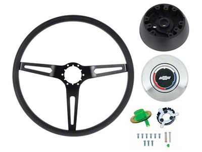 Comfort Grip Steering Wheel Kit; Black Spokes/Grip (69-72 Camaro w/o Tilt Steering)