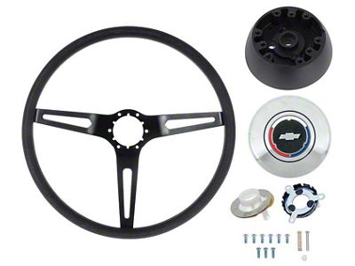 Comfort Grip Steering Wheel Kit; Black Spokes/Grip (69-72 Camaro w/ Tilt Steering)