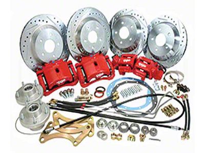 Camaro Complete Front And Rear Big Brake Kit, For Stock Spindles, Red Calipers, 1968-1969