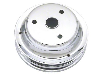 Crankshaft Pulley; 2-Groove; Chrome (69-85 Small Block V8 Camaro w/ Long Water Pump)