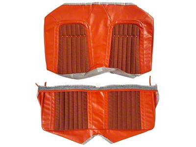 Custom Interior Cloth Rear Bench Seat Upholstery Kit; Black/Orange Houndstooth/Orange (1969 Camaro Convertible)