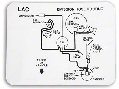 Camaro Decal, 5.0E AT/MT Emissions Hose, 1991