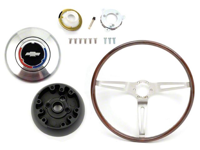 Camaro Deluxe Wood Steering Wheel Kit, Rosewood, For Cars With Tilt Steering Column, 1969