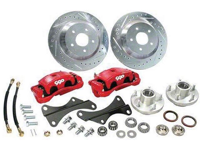 Camaro Disc Big Brake Conversion Kit, Front, Red Calipers, For Stock Spindle, 1967-1969