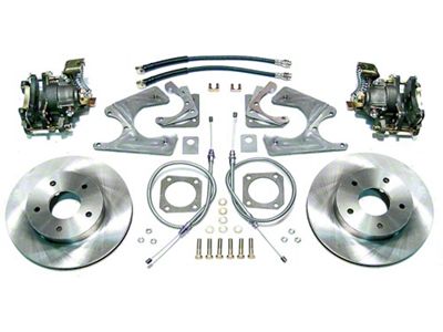 Rear Disc Brake Conversion Kit; Natural Calipers (68-69 Camaro w/ Staggered Rear Shocks)