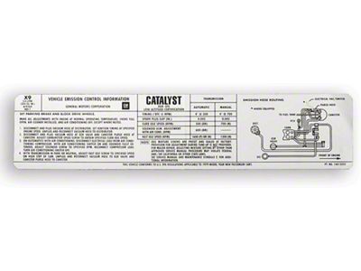 Camaro Emission Decal, Automatic Or Manual Transmission, 305ci 2-Barrel Carb, 1979