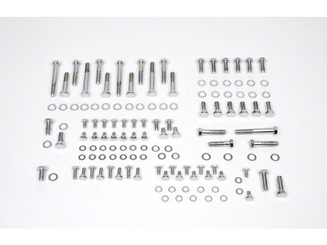 Camaro Engine Bolt Kit, Small Block, Chrome, For Cars With Stock Exhaust Manifolds, 1967-69
